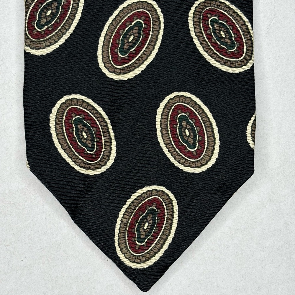 Robert Talbott Paul Simon Black Burgundy Tie Gold Necktie Paisley Pattern Preppy